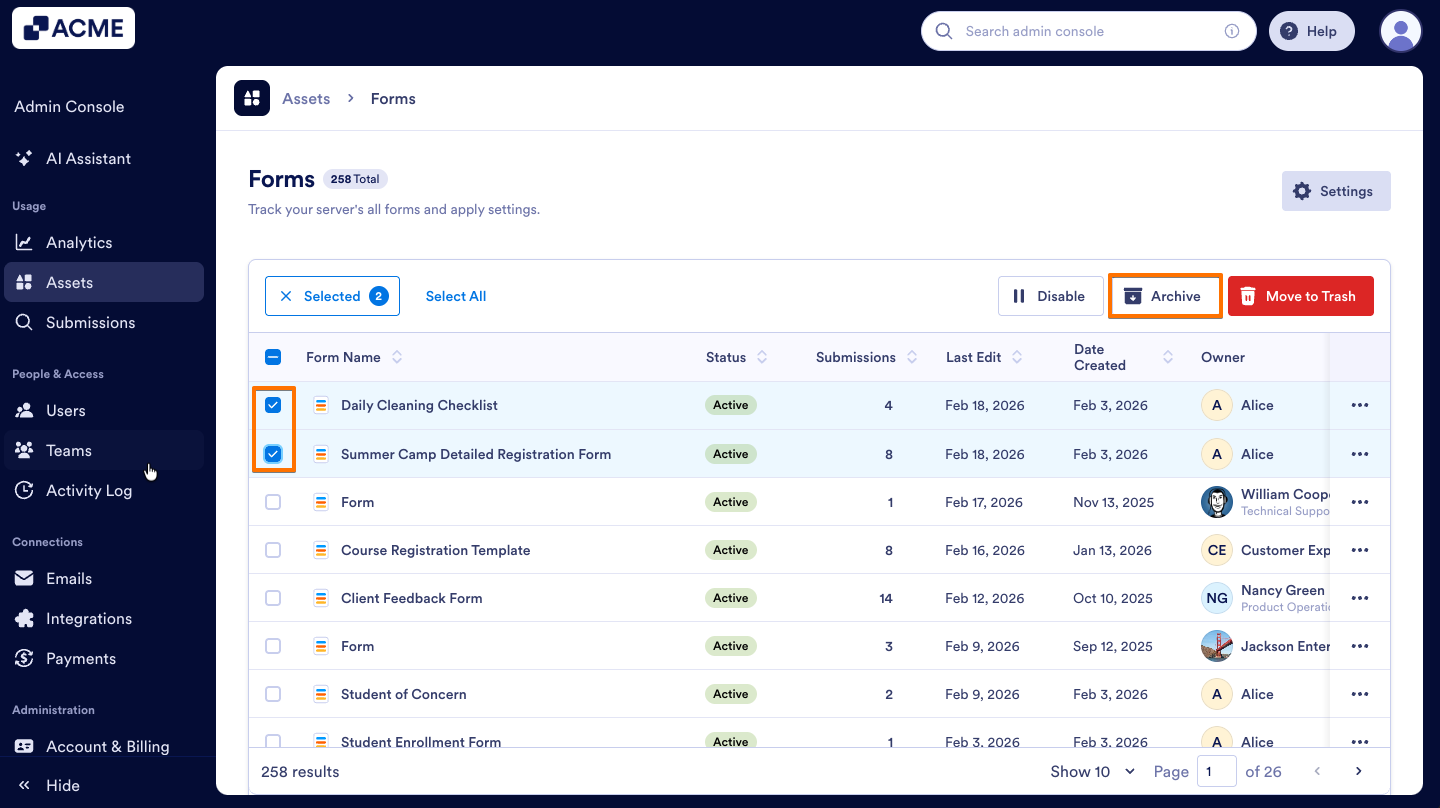 How to Archive or Unarchive Forms in Your Organization from the Admin Console Image-14