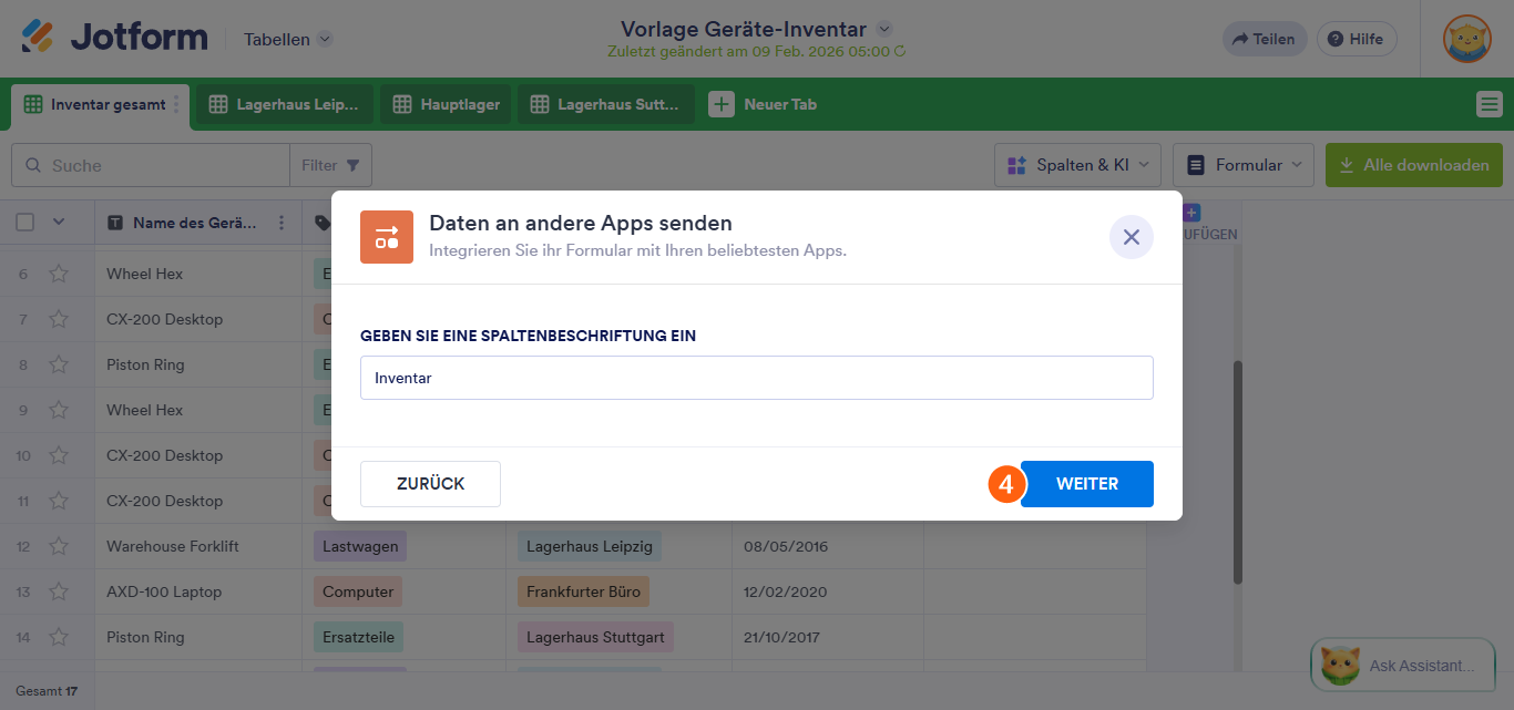 So senden Sie Daten in Jotform Tabellen an andere Apps Image-3