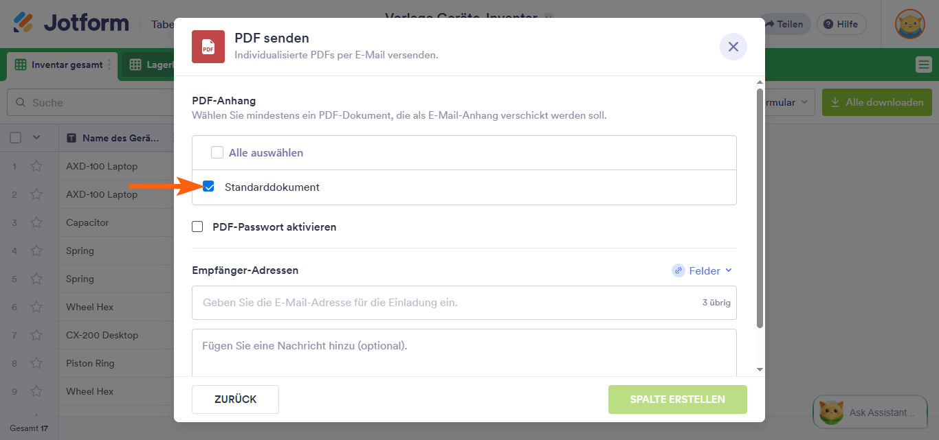 So senden Sie PDF-Berichte in Jotform Tabellen Image-4
