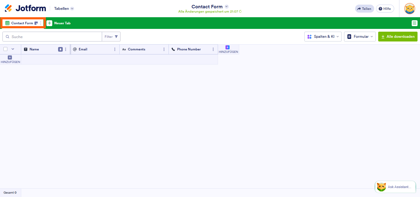 So fügen Sie Beschreibungen zu Registerkarten und Spalten in Jotform Tabellen hinzu Image-3