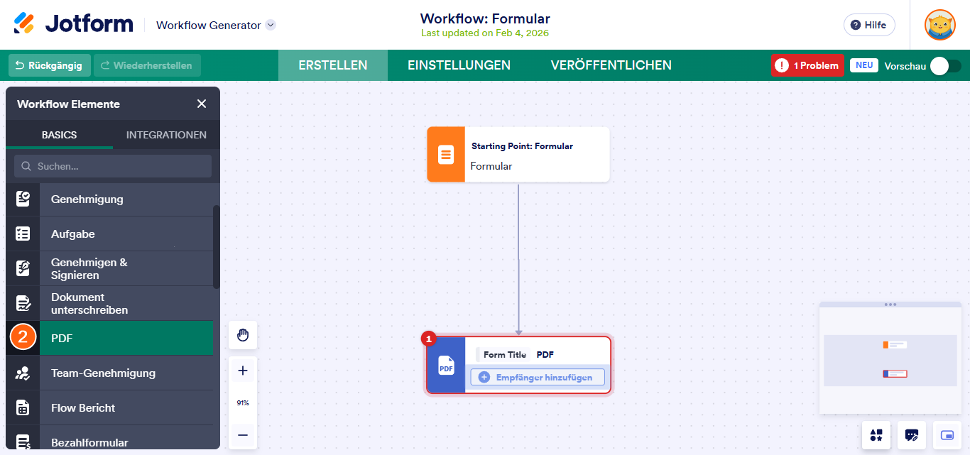 So richten Sie das PDF-Element in Jotform Workflows ein Image-2