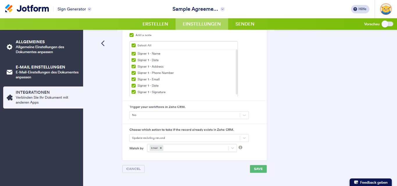 Wie Sie Jotform Sign mit Zoho CRM integrieren Image-4