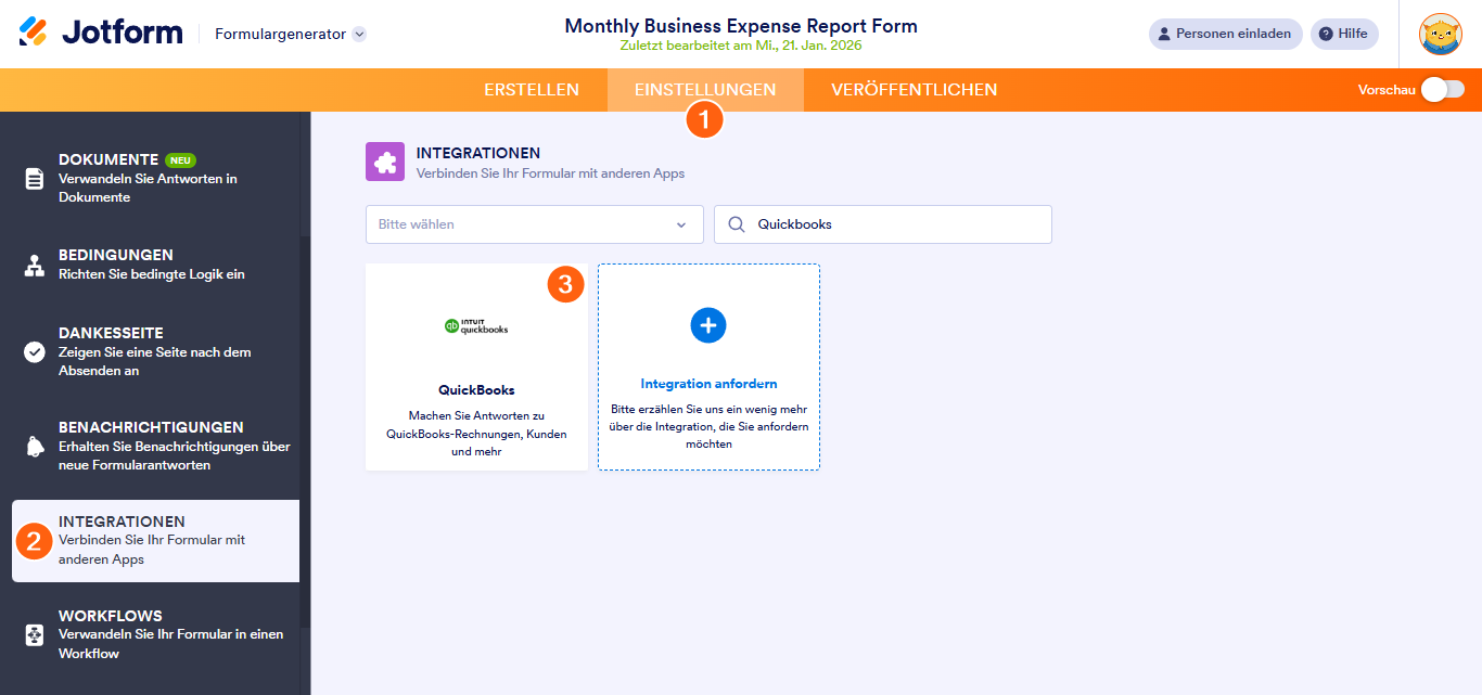 Wie Sie eine Rechnung mit der QuickBooks-Integration von Jotform erstellen Image-1