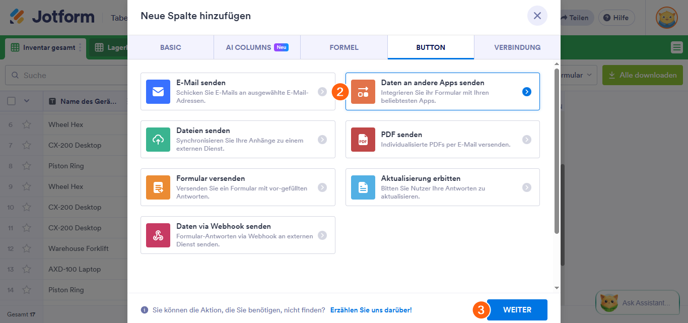 So senden Sie Daten in Jotform Tabellen an andere Apps Image-2
