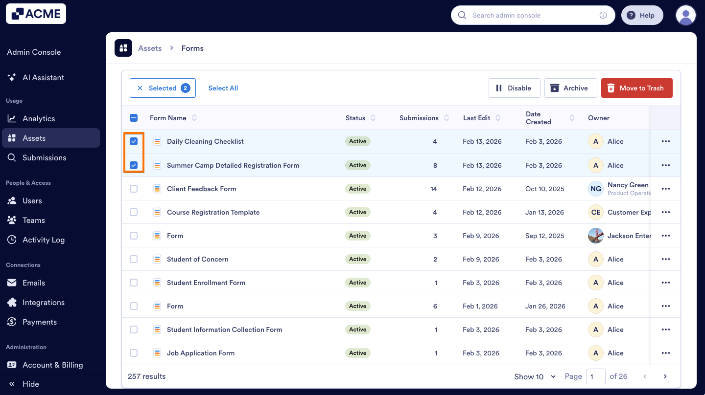 How to Enable or Disable Forms in your Organization from the Admin Console Image-19