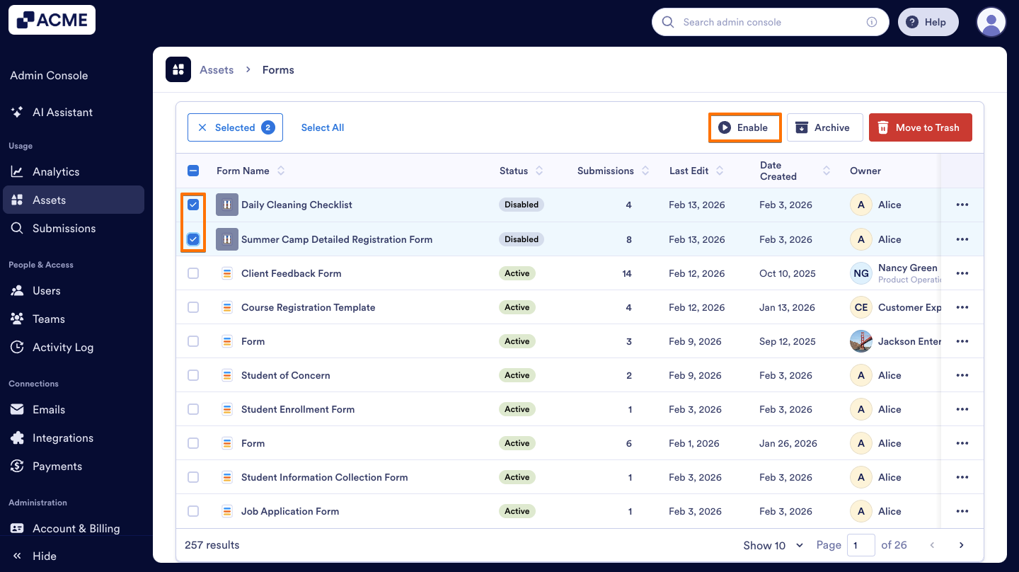 How to Enable or Disable Forms in your Organization from the Admin Console Image-22