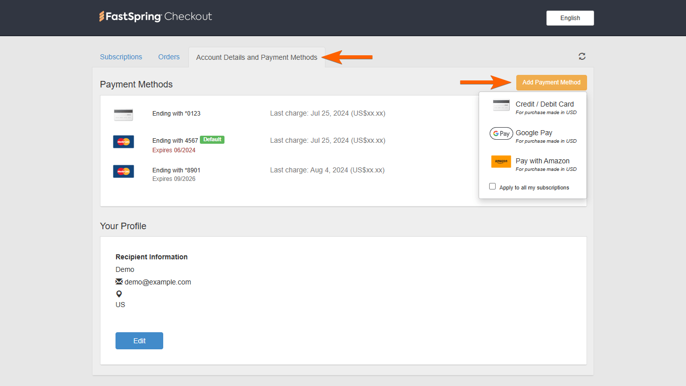 كيفية تغيير وإدارة طرق دفع الحساب Image-5