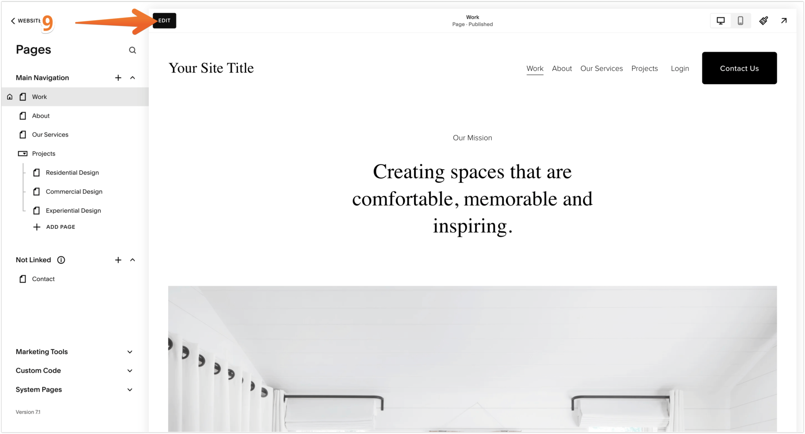 Squarespace Site Editor Edit Button
