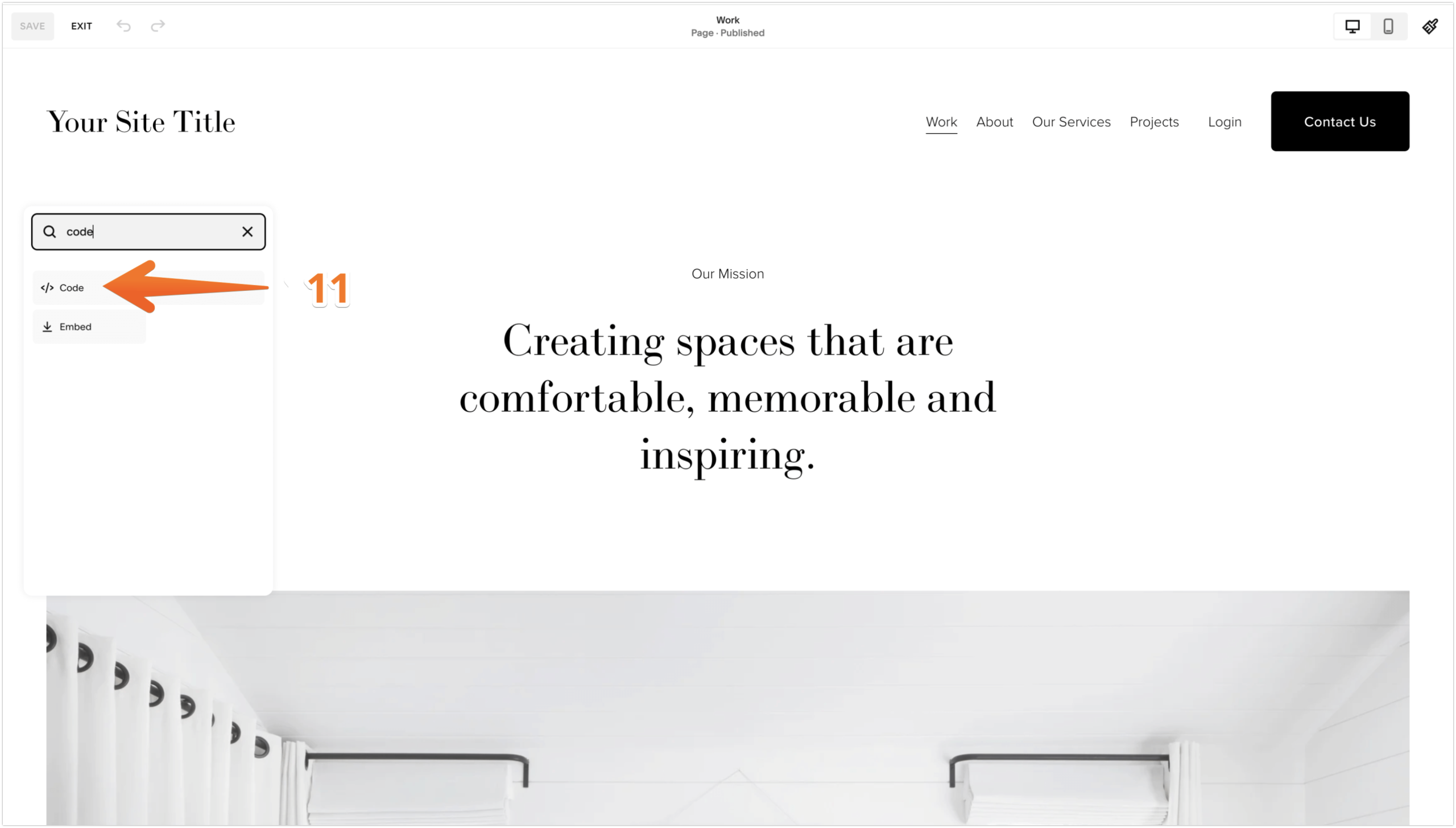 Squarespace Site Editor Add Block Code Option