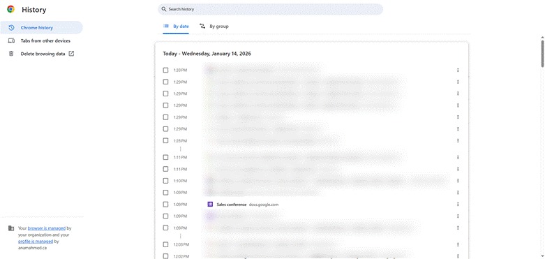 Google Chrome interface showing a Google Form in the History