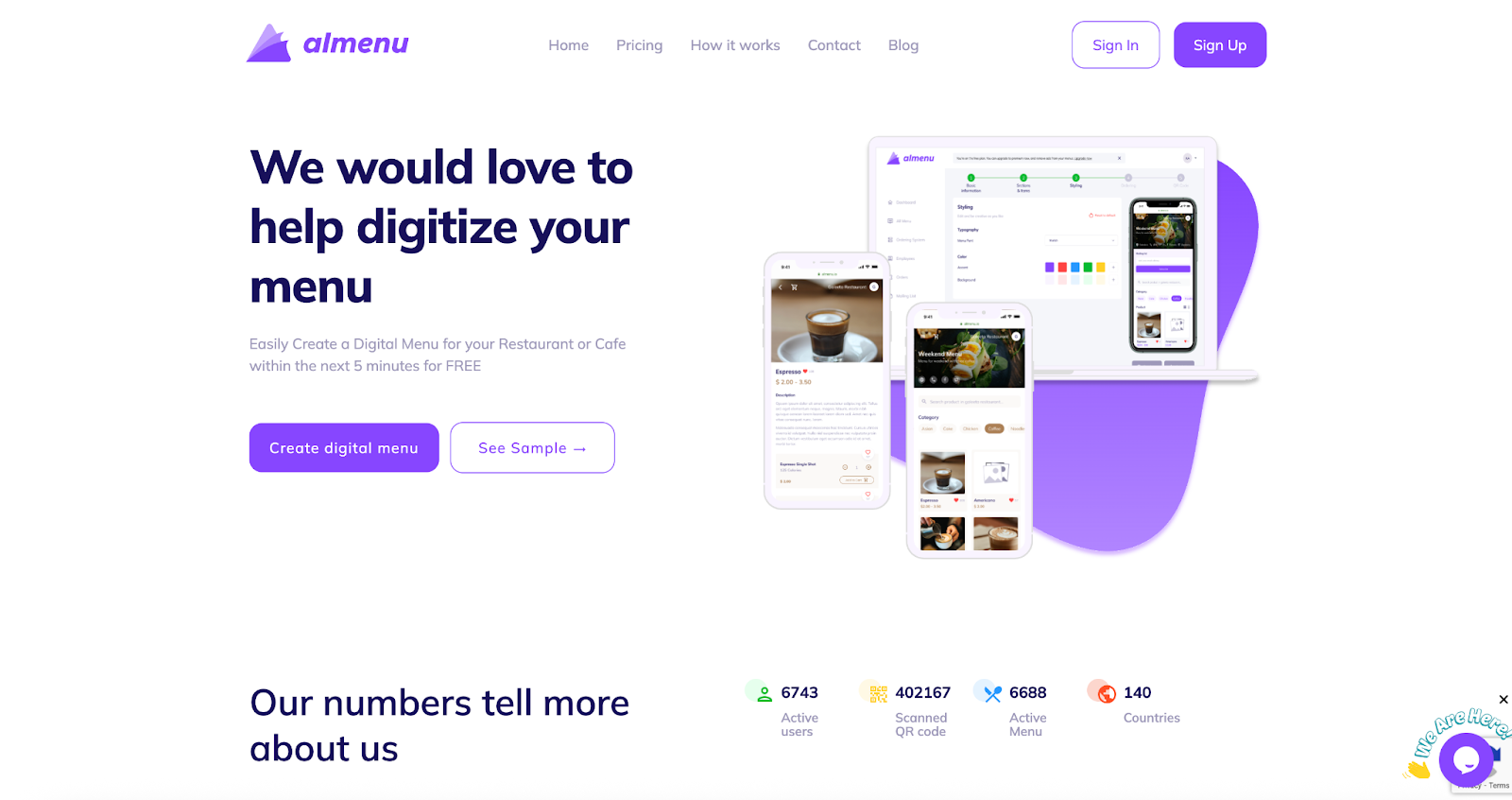 Almenu Landing Page