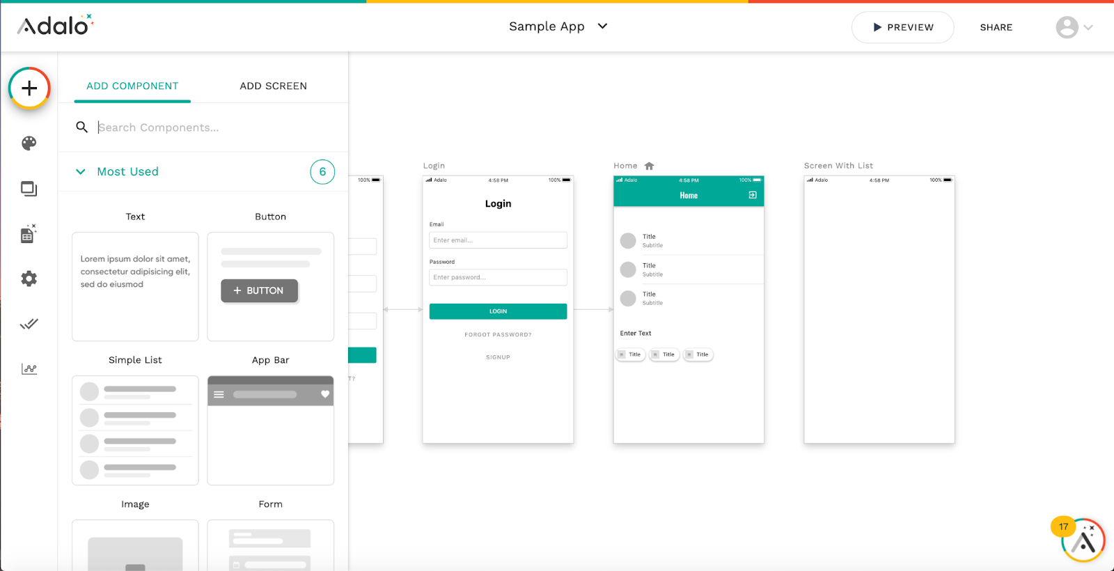 Screenshot of Adalo interface