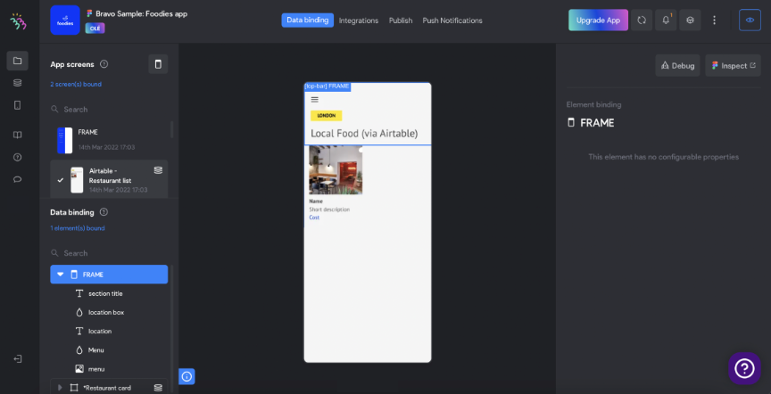 Screenshot of Bravo Studio interface