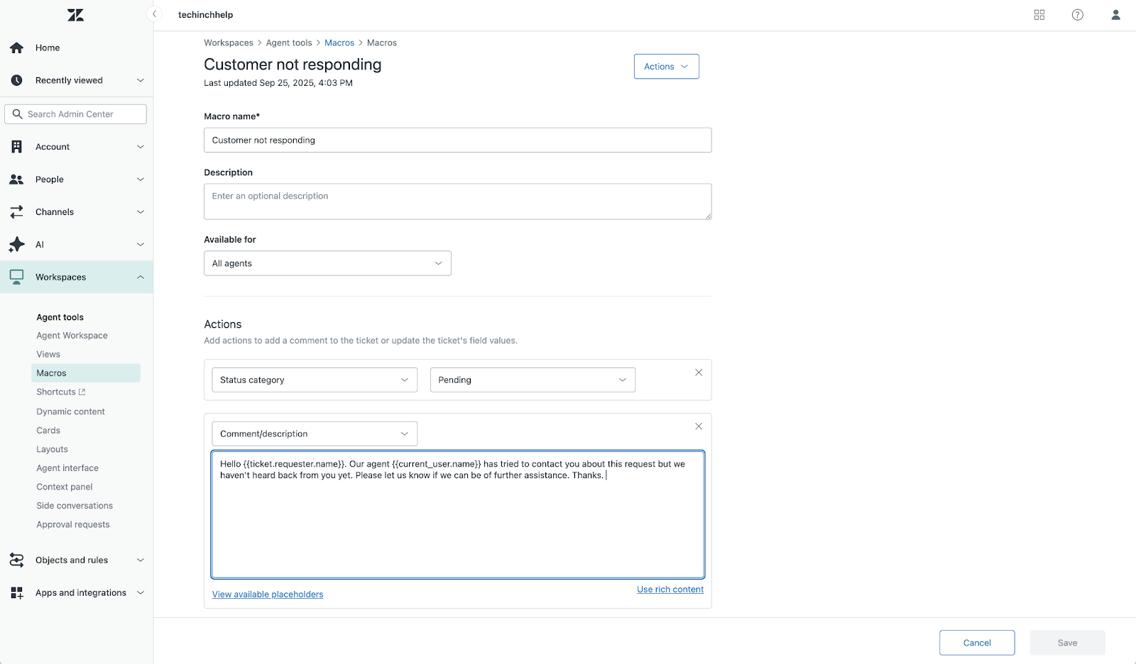 Automate responses and actions with Zendesk macros
