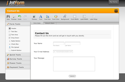 User Interface of Jotform 3