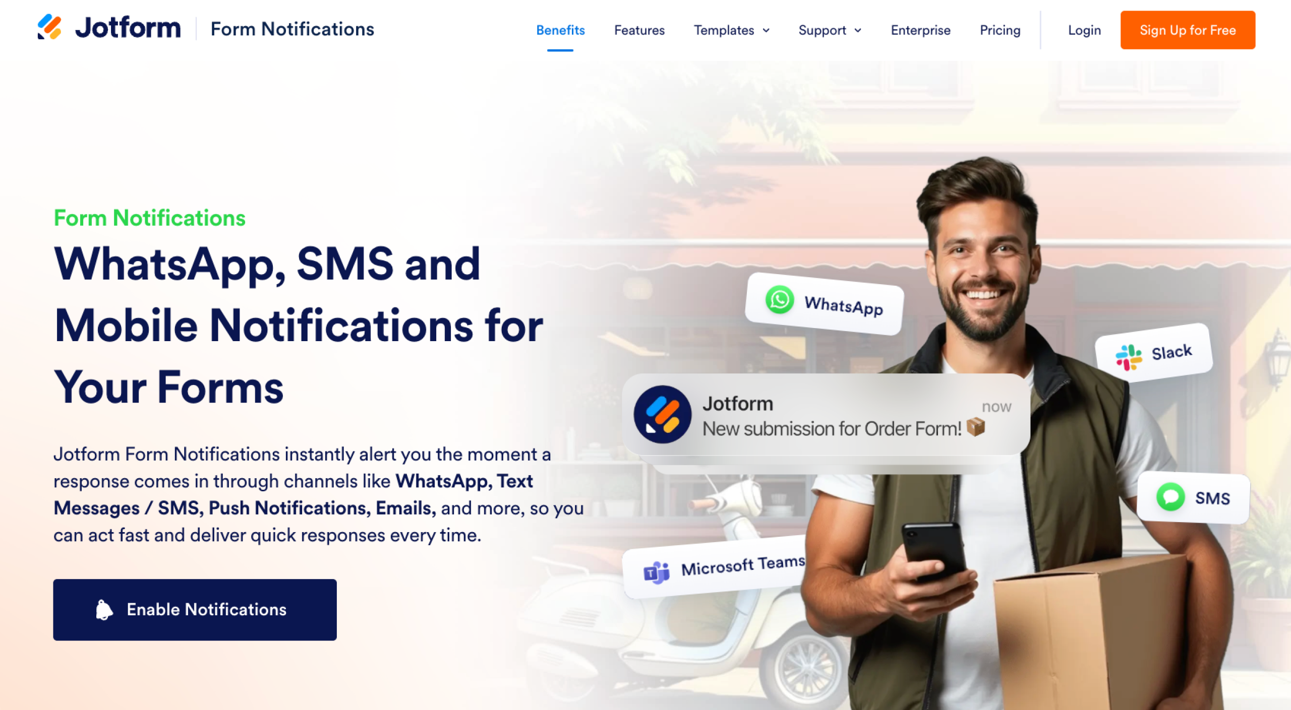 Jotform Form Notifications Landing Page