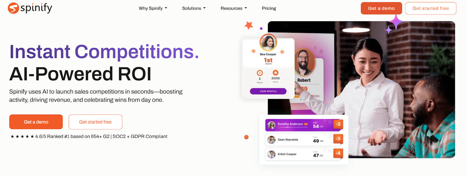 Spinify website with the words: "Instant Competitions