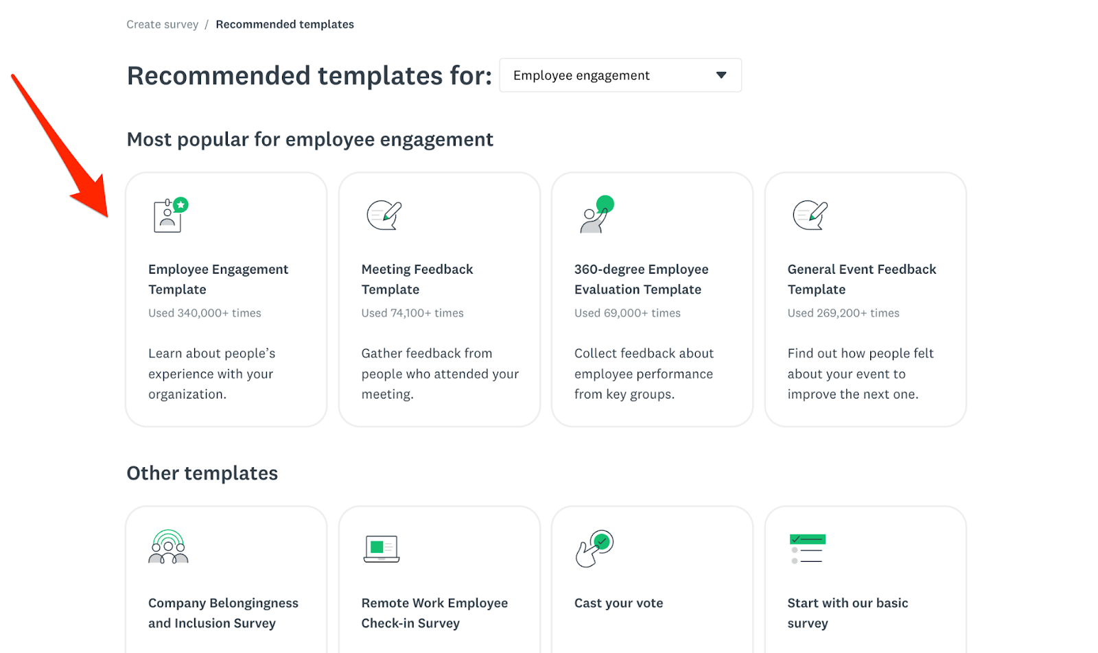 SurveyMonkey Recommended Templates