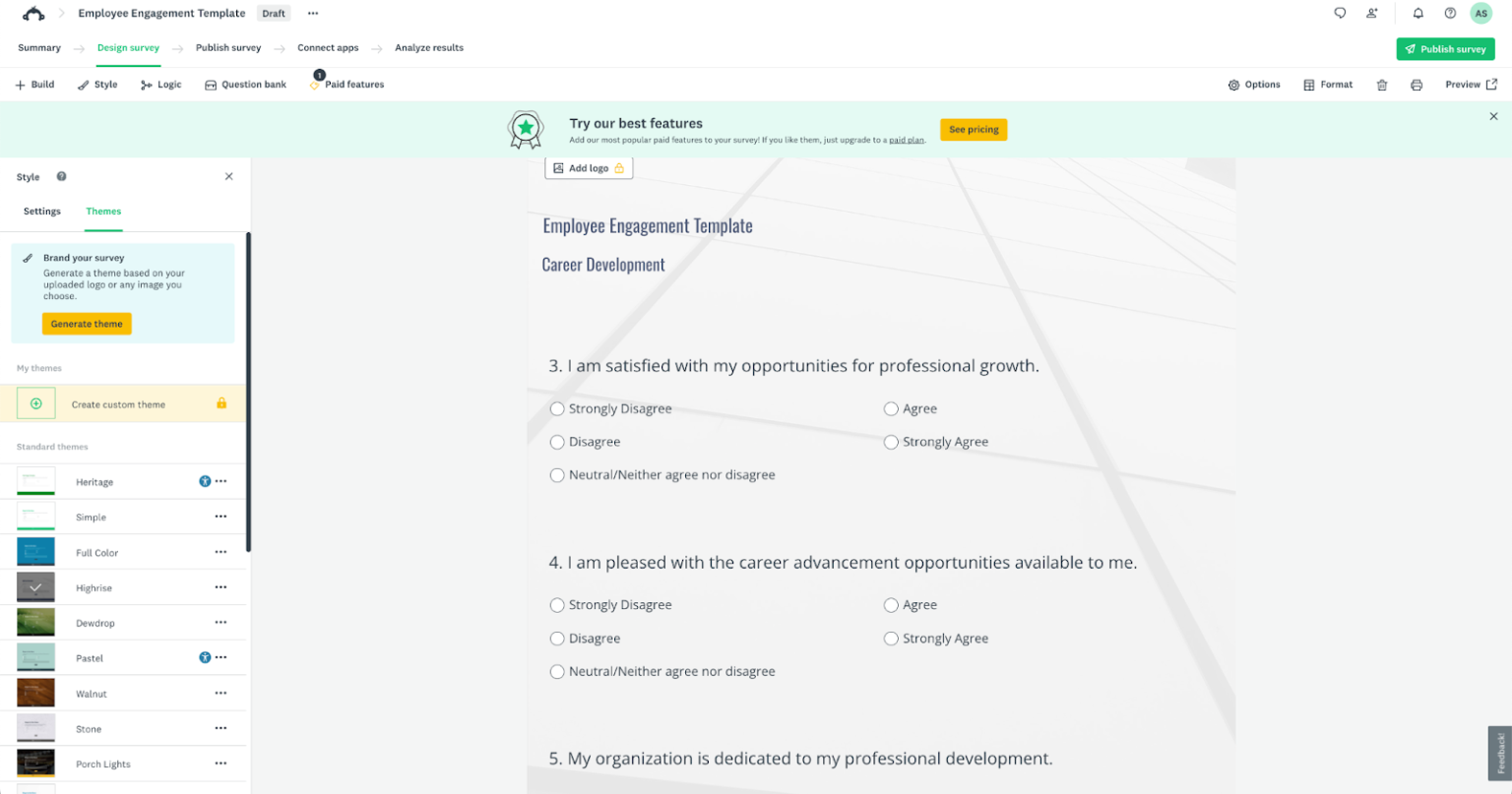 How to create an employee satisfaction survey with SurveyMonkey ...