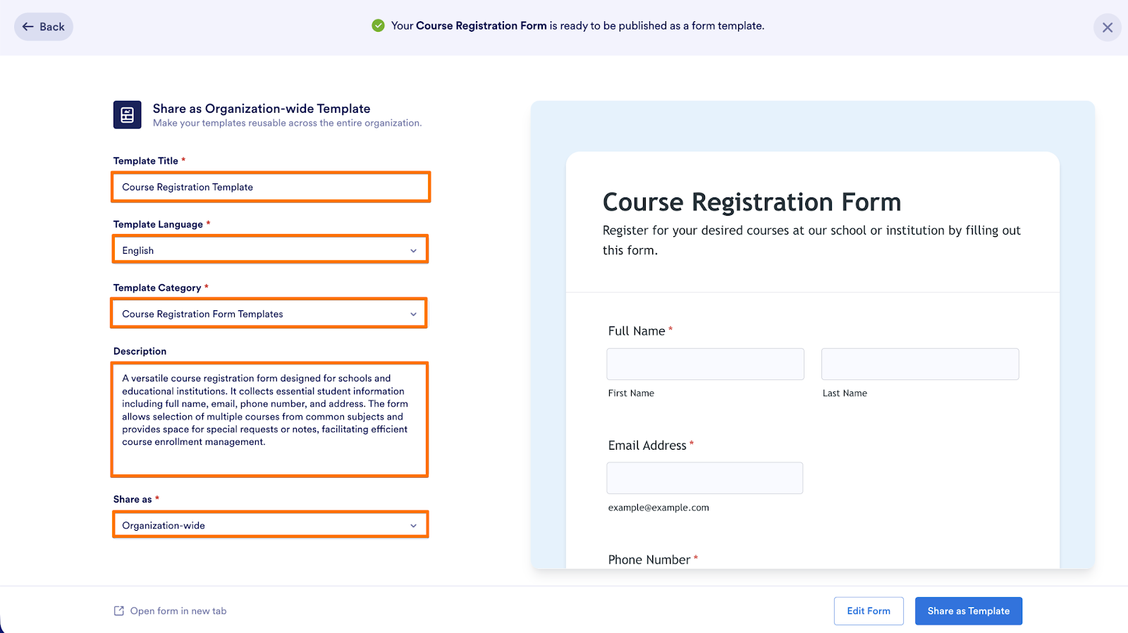 How to Generate New AI-Powered Form Templates to Your Organization's Templates List Image-4