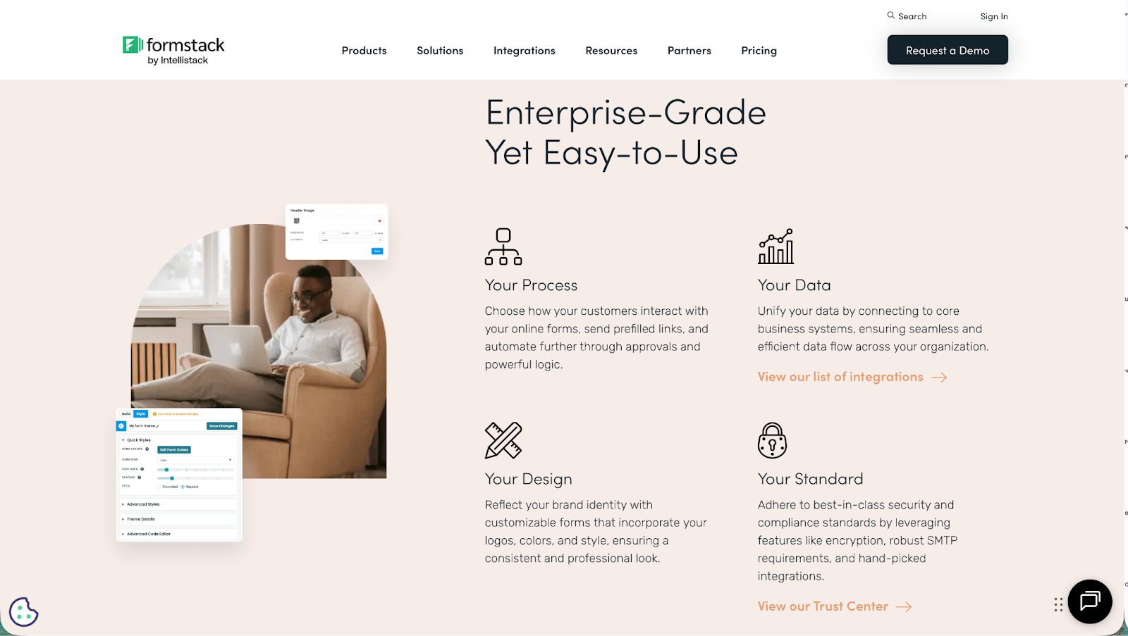 Website homepage for Formstack