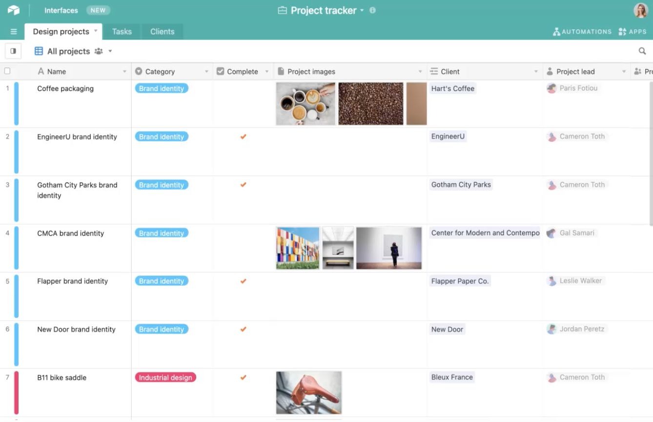 Screenshot of Airtable's interface