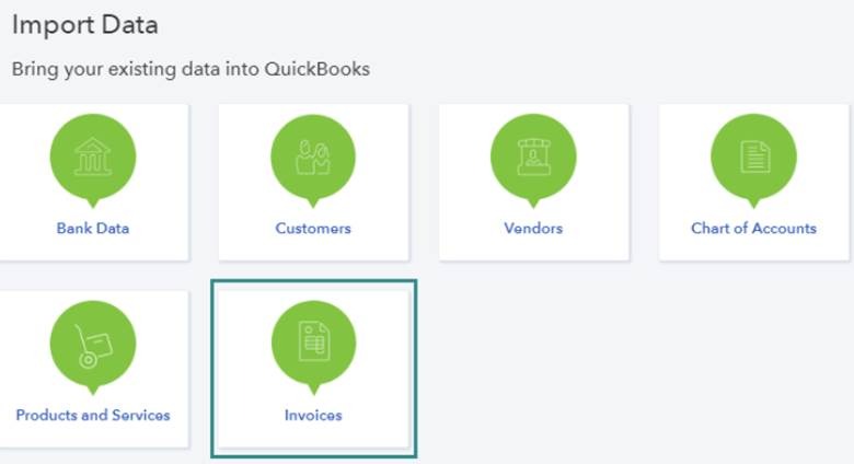 QuickBooks Import Menu Options Screenshot