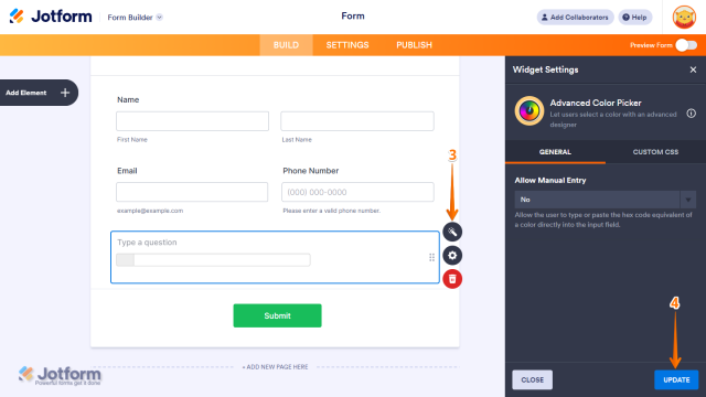 How to Add and Set Up the Advanced Color Picker Widget on Your Form