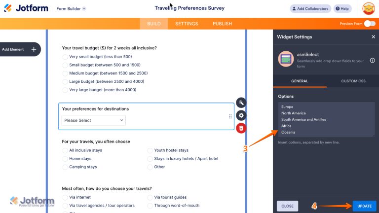 How to Add and Set Up the asmSelect Widget on Your Form