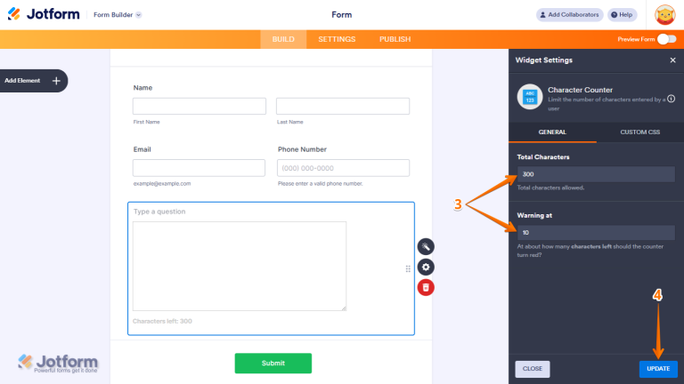 How to Add and Set Up the Character Counter Widget on Your Form