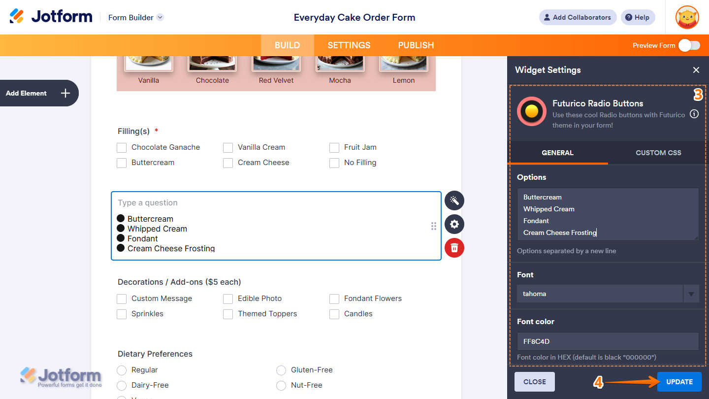 Futurico Radio Buttons in Jotform Form Builder