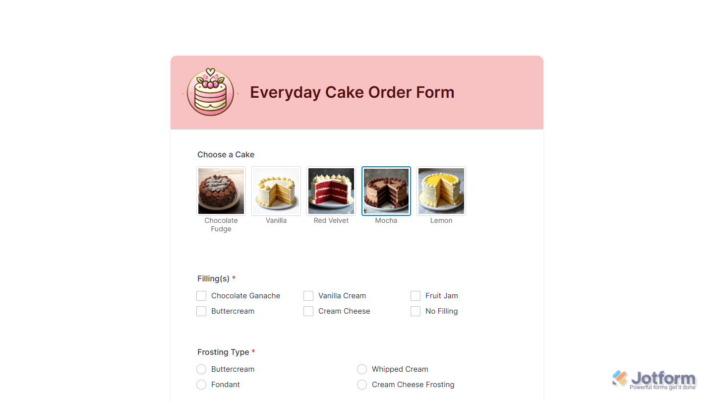 Image Picker widget on a Jotform Demo Form