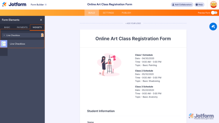 How to Add and Set Up the Line Checkbox Widget on Your Form