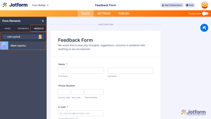 How to Add and Set Up the Math Captcha Widget on Your Form