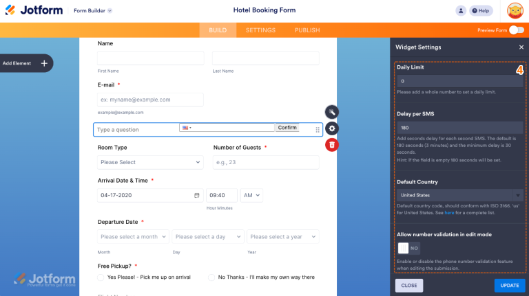How to Add and Set Up the SMS Confirmation Widget on Your Form