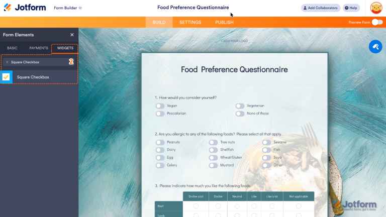 How to Add and Set Up the Square Checkbox Widget on Your Form