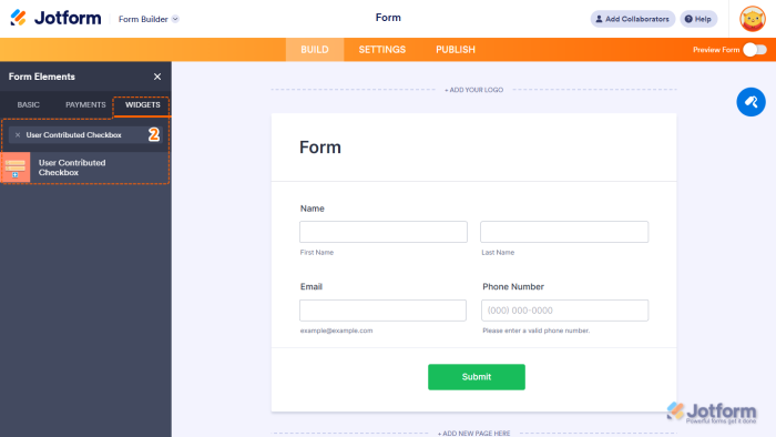 How to Add and Set Up the User Contributed Checkbox Widget on Your Form