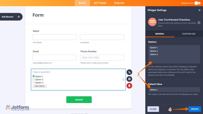 How to Add and Set Up the User Contributed Checkbox Widget on Your Form