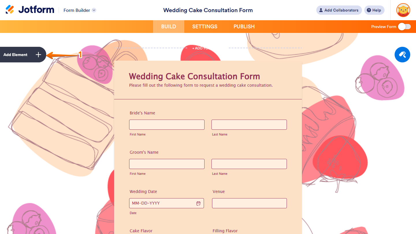 Add Element button in Jotform Form Builder