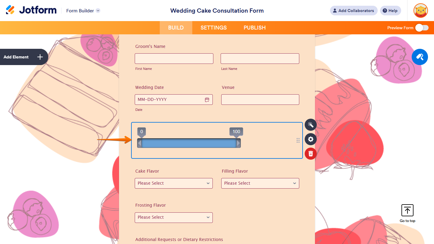 Range Widget in Jotform Form Builder