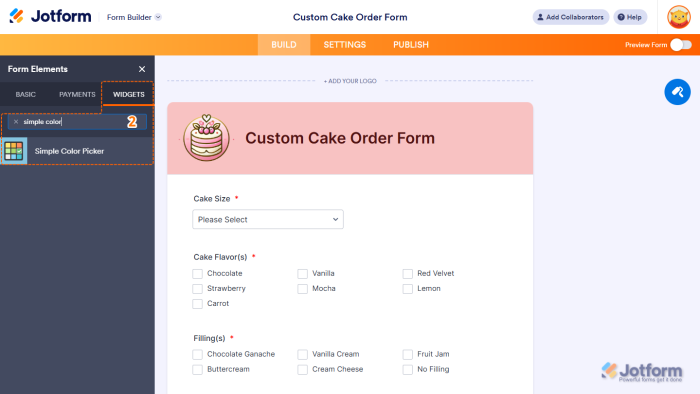 How to Add the Simple Color Picker Widget to Your Form
