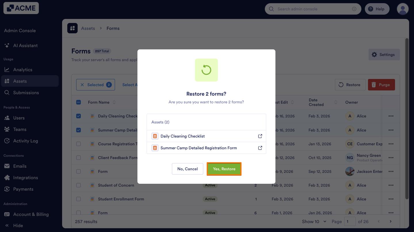 How to Trash or Restore Forms in Your Organization from the Admin Console Image-16