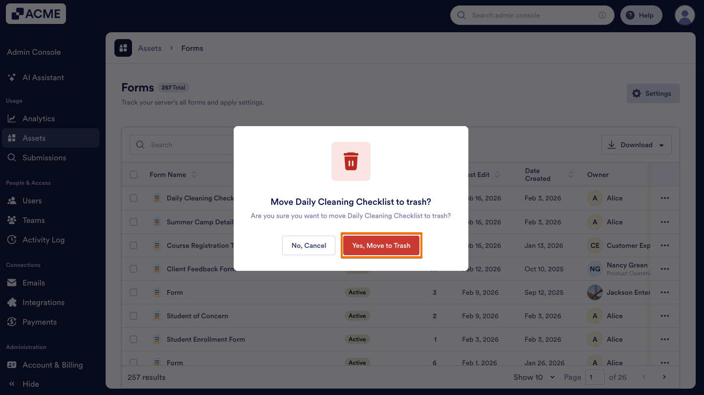 How to Trash or Restore Forms in Your Organization from the Admin Console Image-5