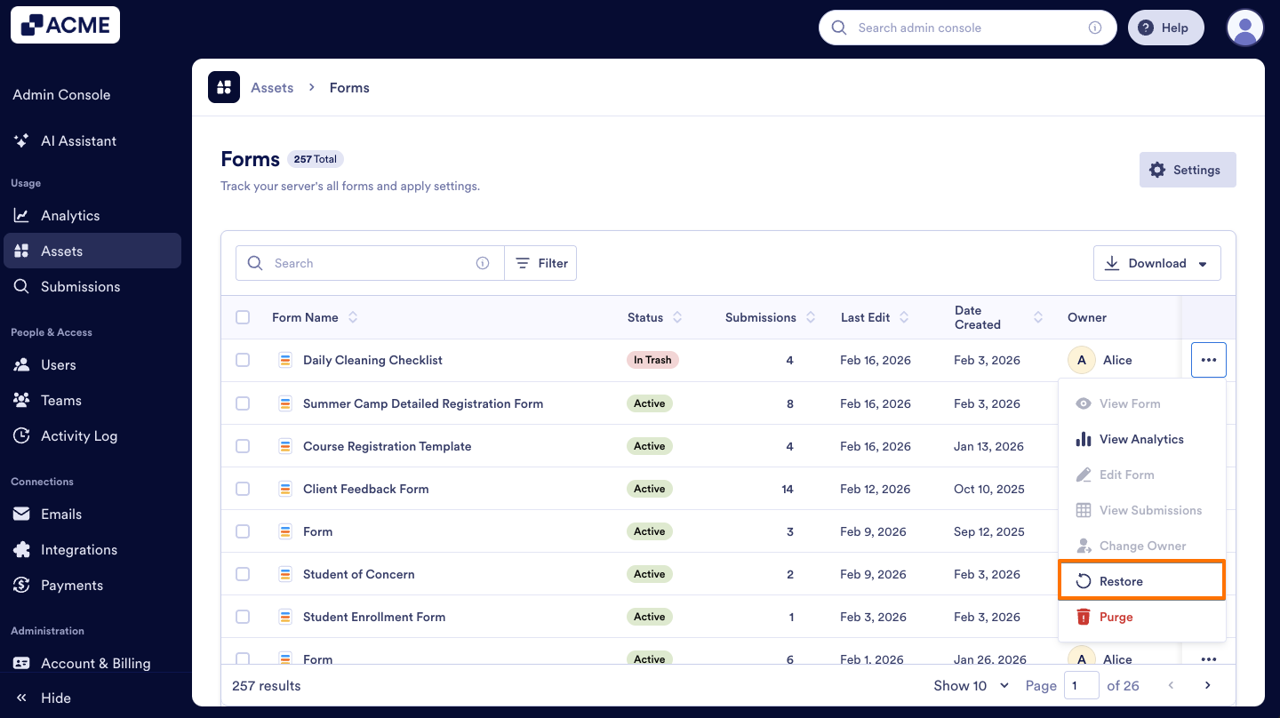 How to Trash or Restore Forms in Your Organization from the Admin Console Image-7