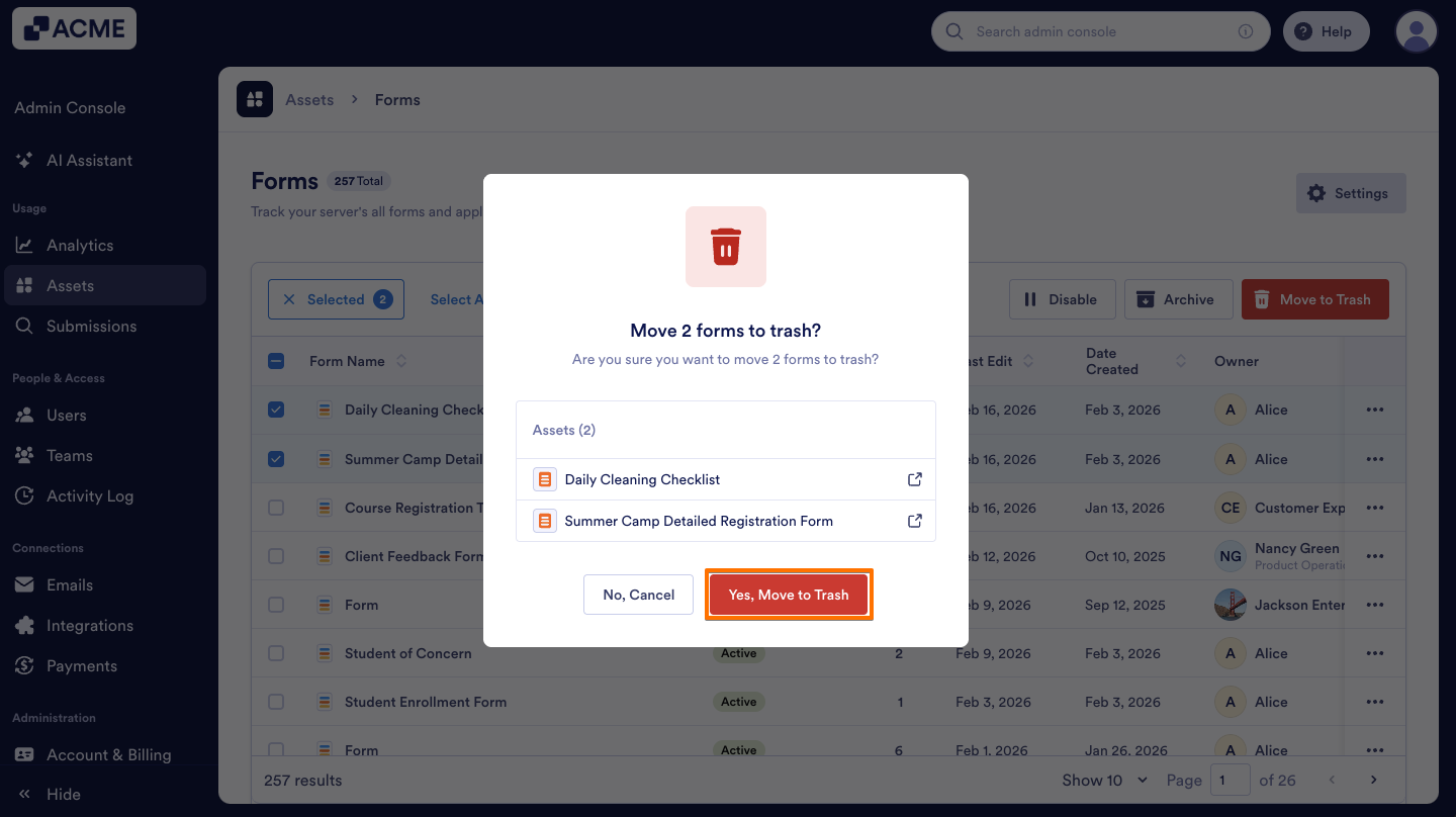 How to Trash or Restore Forms in Your Organization from the Admin Console Image-13