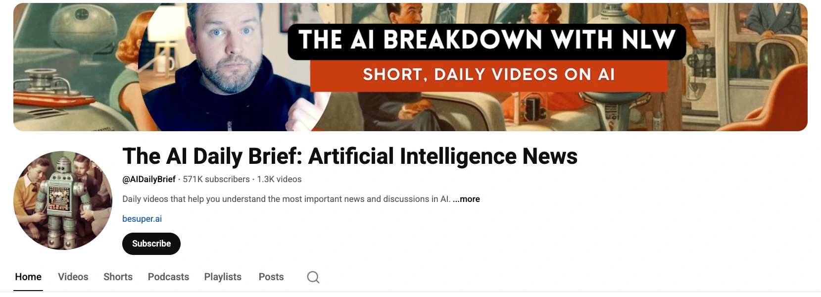 Screenshot of the YouTube channel “The AI Daily Brief”