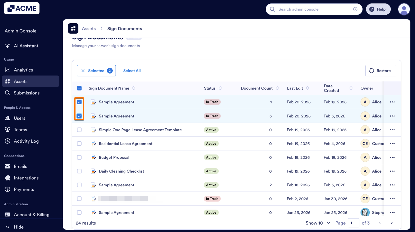 How to Trash or Restore Sign Documents in Your Organization from the Admin Console Image-12