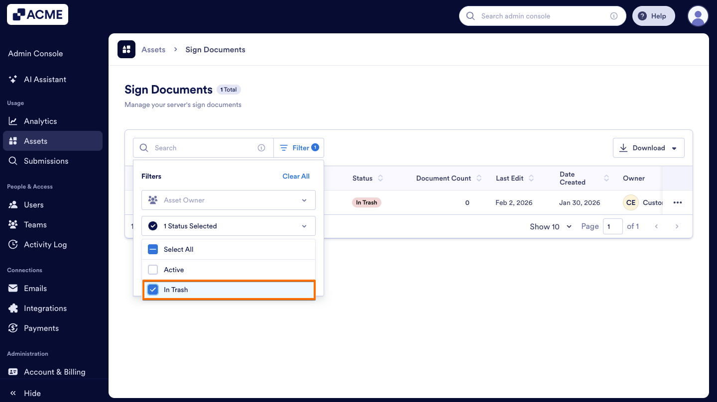 How to Trash or Restore Sign Documents in Your Organization from the Admin Console Image-17