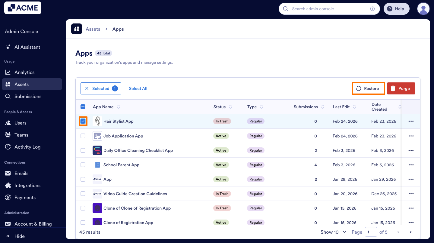 How to Trash or Restore Apps in Your Organization from the Admin Console Image-11