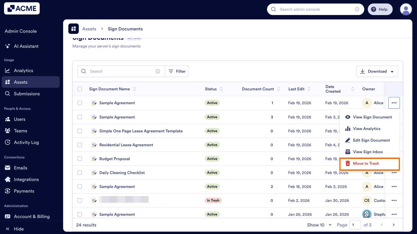 How to Trash or Restore Sign Documents in Your Organization from the Admin Console Image-4
